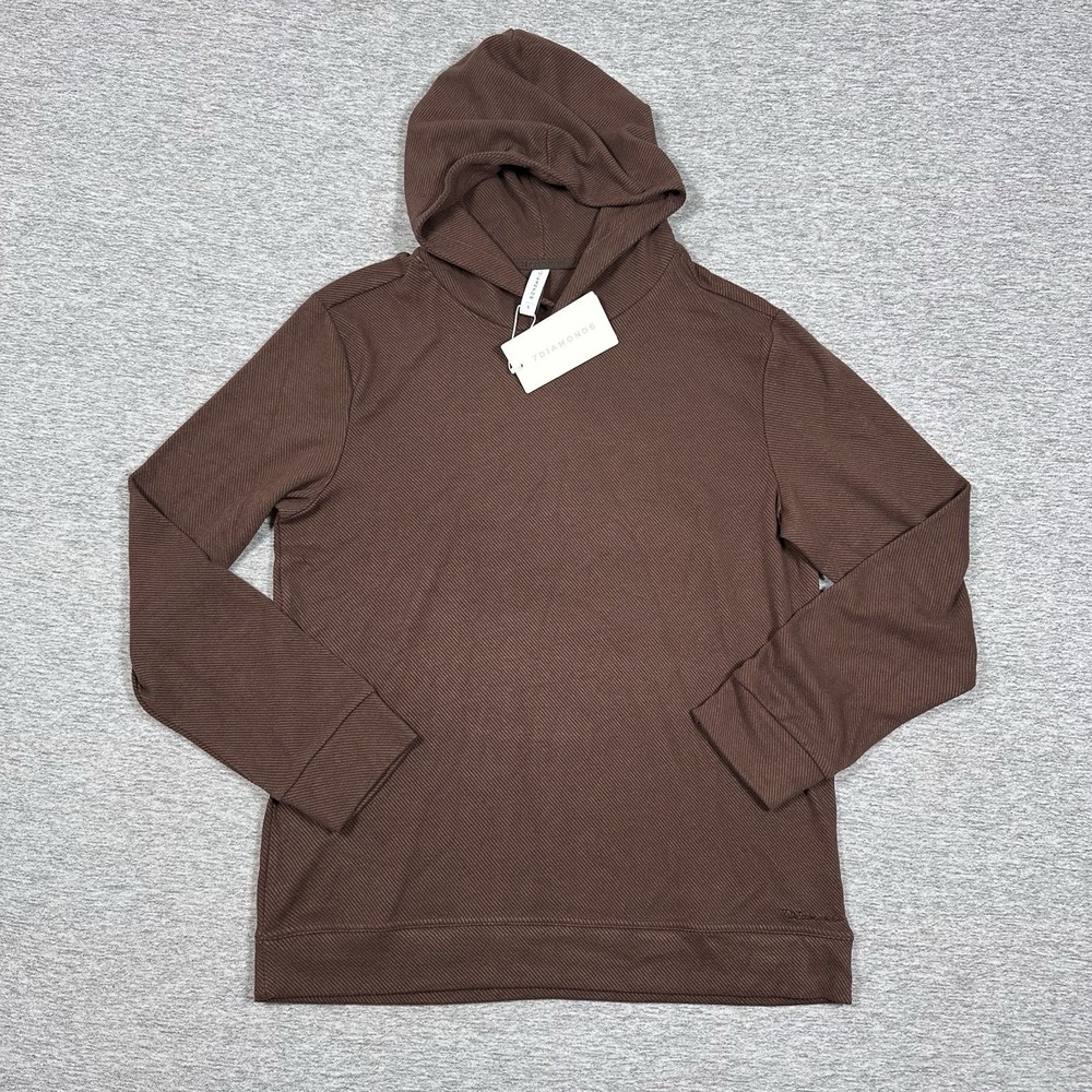 7 Diamonds Generation Hoodie Mens Small Brown Double Knit Stretch Soft